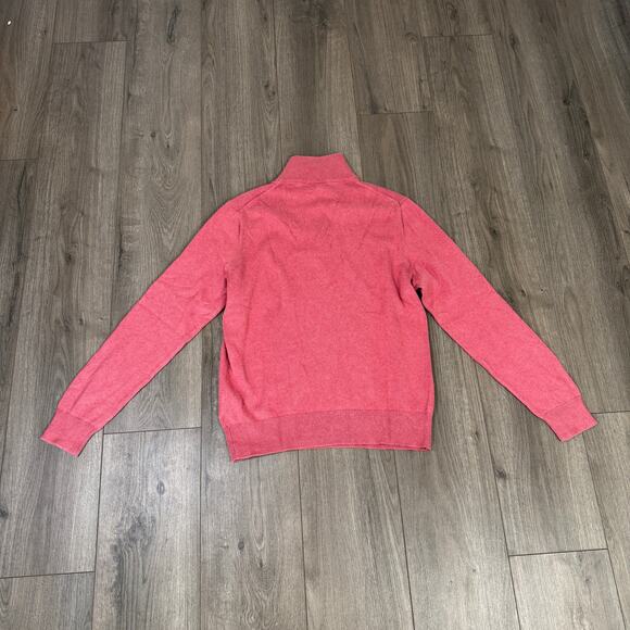 J.Crew Cotton Half Zip Sweater Mens M Pink Mock Neck Knitted Pullover Slim Fit - Picture 4 of 7